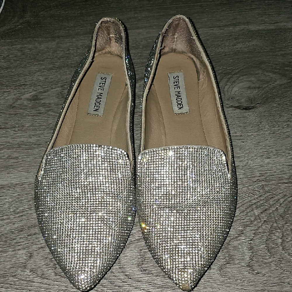 Steve Madden Silver Rhinestone Flats